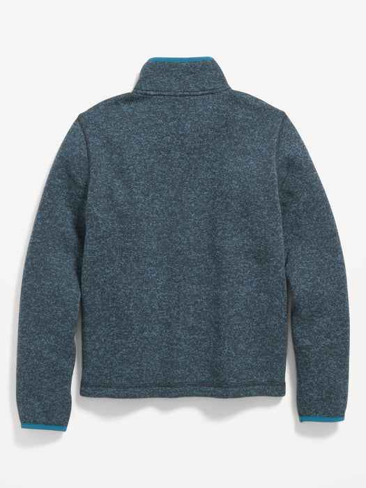 Sweater-Fleece Mock-Neck Zip Jacket for Boys
