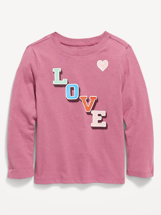 Graphic Crew-Neck Long-Sleeve T-Shirt for Toddler Girls