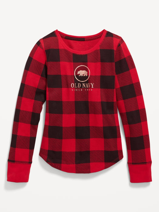 Long-Sleeve Logo-Graphic Thermal-Knit T-Shirt for Girls - Multi