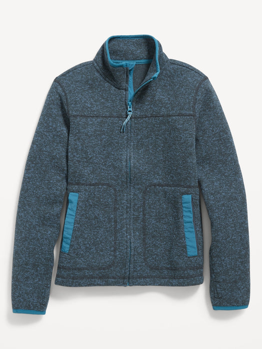 Sweater-Fleece Mock-Neck Zip Jacket for Boys