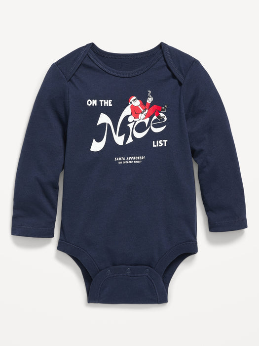 Unisex Long-Sleeve Matching Graphic Bodysuit for Baby - Blue