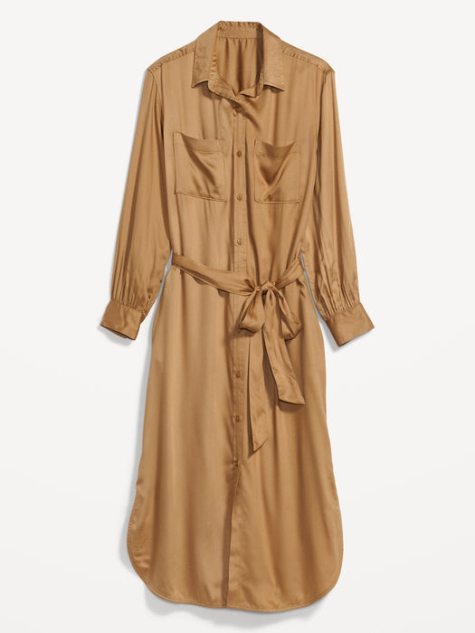 Tie-Belt Midi Shirt Dress for Women