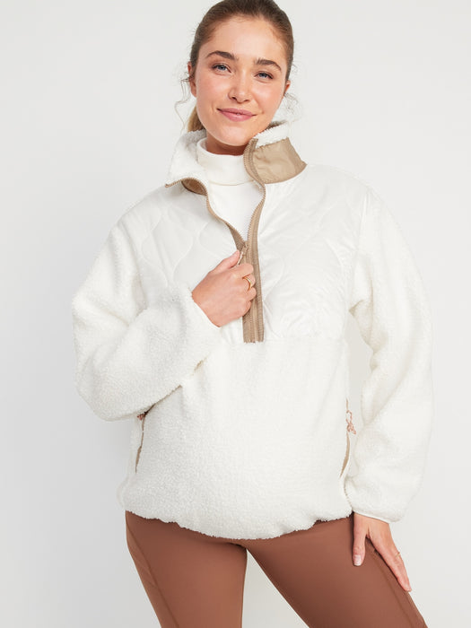 Maternity 1/2-Zip Hybrid Jacket - White