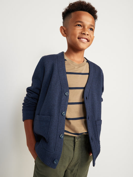 Long-Sleeve Button-Front  Sweater-Fleece Cardigan for Boys - Blue