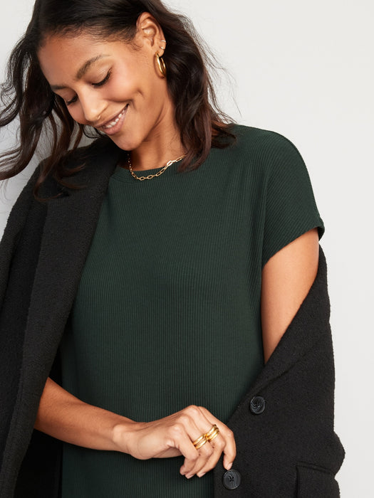 Rib-Knit Midi Shift Dress for Women
