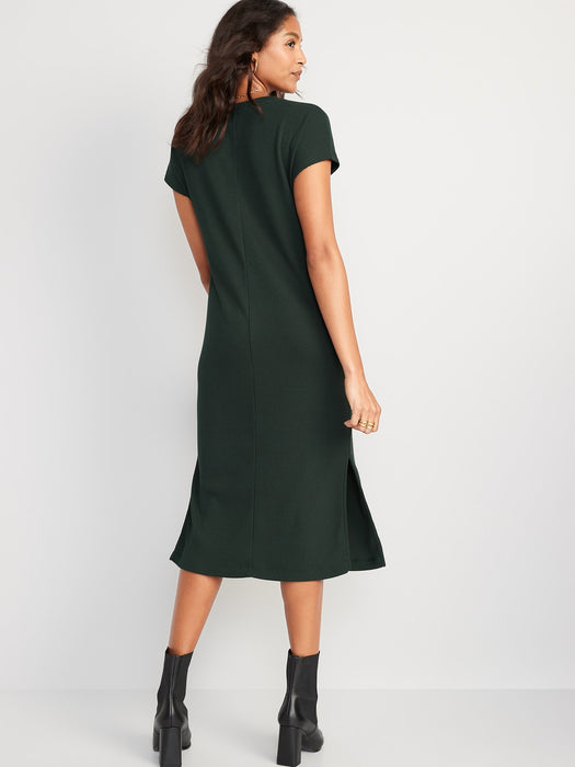 Rib-Knit Midi Shift Dress for Women