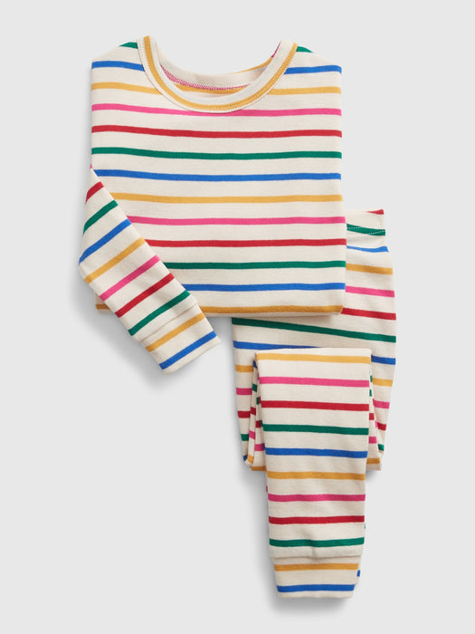 babyGap 100% Organic Cotton Happy Stripe PJ Set - birch beige