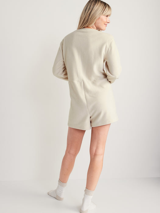 Fleece Henley Pajama Romper -- 3.5-inch inseam