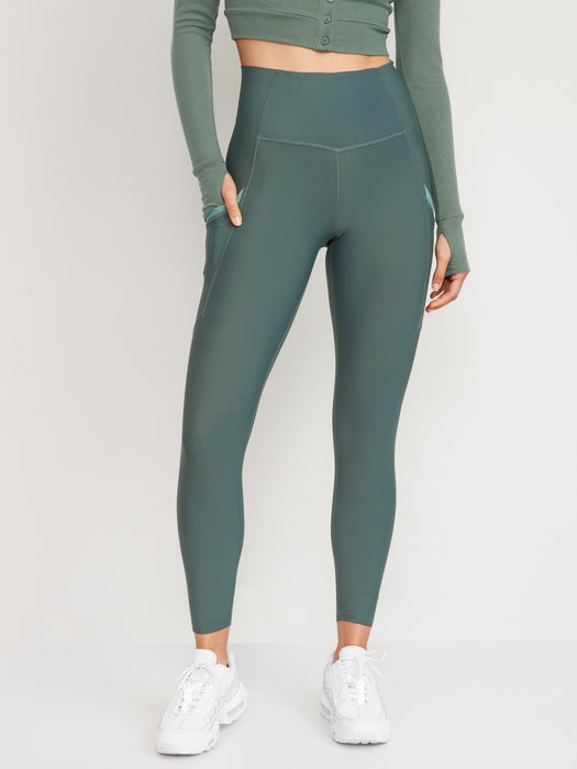High-Waisted PowerSoft Side-Pocket 7/8-Length Leggings for Women - Green