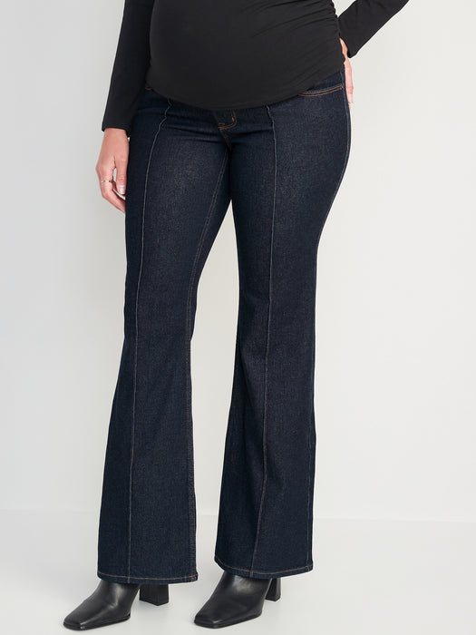 Maternity Full Panel Flare Pintuck Jeans
