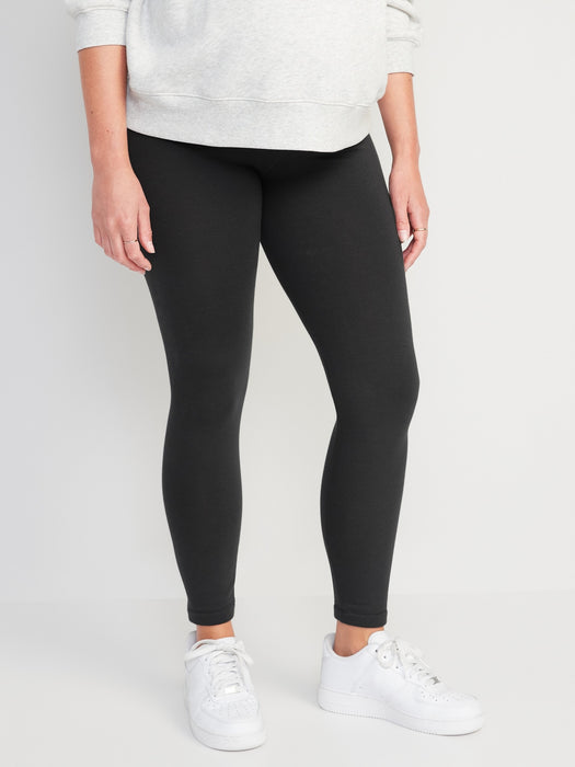 Maternity Full Panel Fleece-Lined Leggings - Black