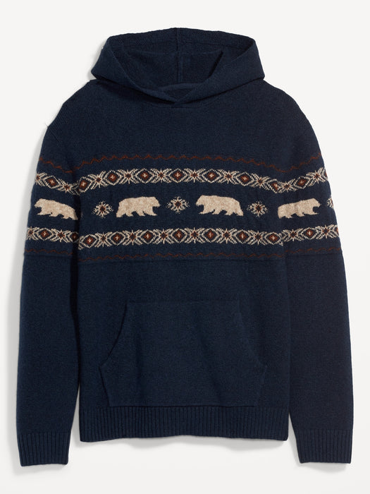 Patterned Pullover Sweater Hoodie for Men