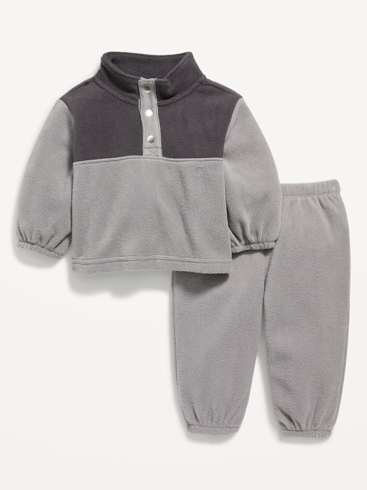 2-Piece Micro Fleece Mock-Neck Pullover and Pants Set for Baby