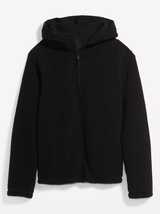Oversized Sherpa Quarter-Zip Sweatshirt for Men - Black