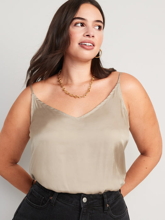 V-Neck Satin Cami Top for Women