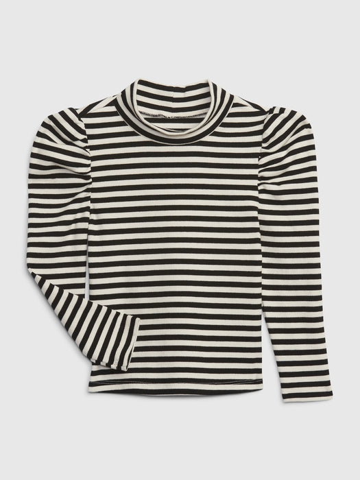 Toddler Puff Sleeve Turtleneck - black stripe