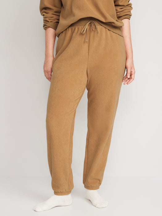 High-Waisted Microfleece Lounge Jogger Sweatpants for Women - Yellow
