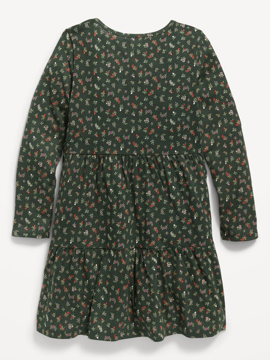 Tiered Printed Jersey-Knit Swing Dress for Girls