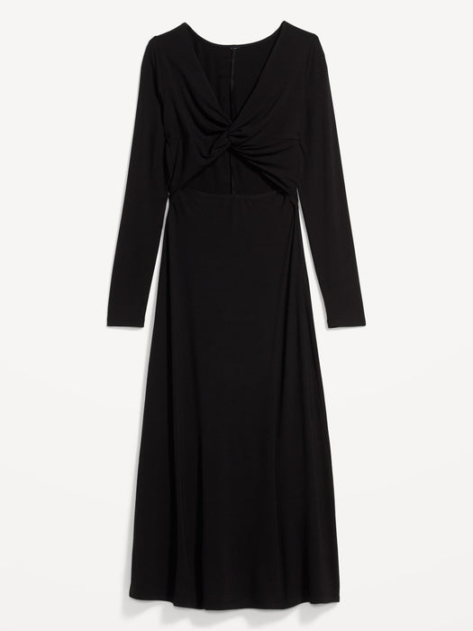 Fit & Flare Twist-Front Cutout Midi Dress for Women