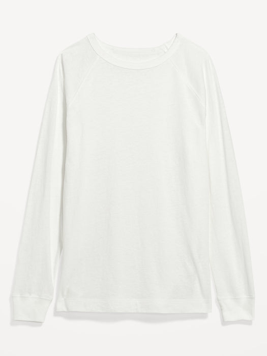 Long-Sleeve Loose Tunic T-Shirt for Women - White