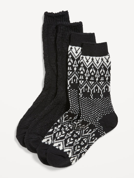 2-Pack Variety Cable-Knit and Fair Isle Socks for Women - Multi