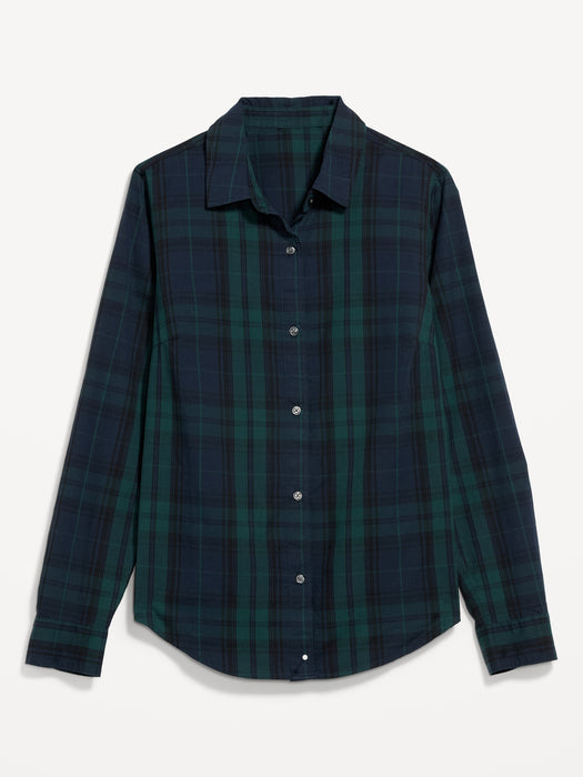 Plaid Classic Button-Down Shirt for Women