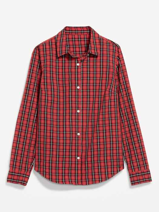 Plaid Classic Button-Down Shirt for Women