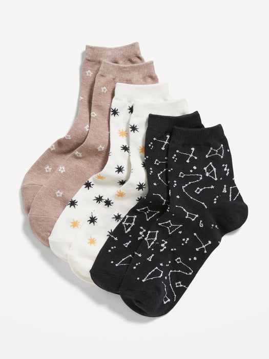 Novelty Quarter Crew Socks 3-Pack For Women