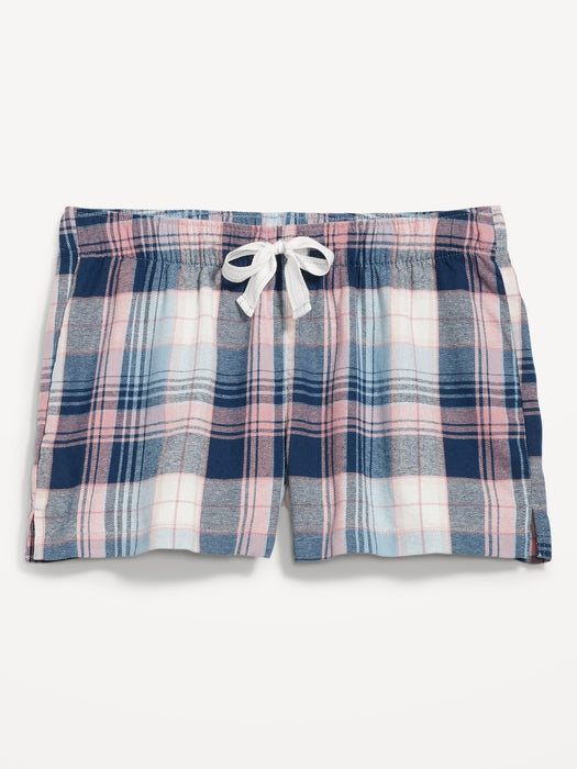 Matching Print Flannel Pajama Shorts for Women -- 2.5-inch inseam - Blue