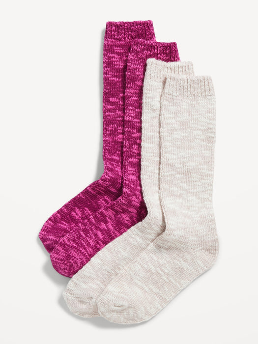 Cozy Marled-Knit Boot Socks 2-Pack for Girls - Pink