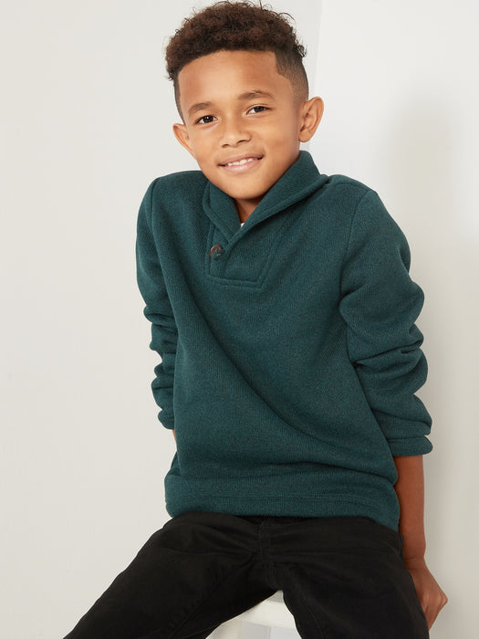 Shawl-Collar Sweater-Fleece Pullover for Boys