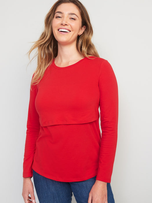 Maternity Double-Layer Long-Sleeve Nursing Top