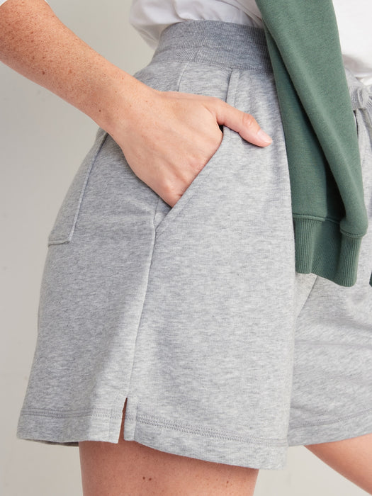 Extra High-Waisted French-Terry Sweat Shorts for Women -- 5-inch inseam - Gray