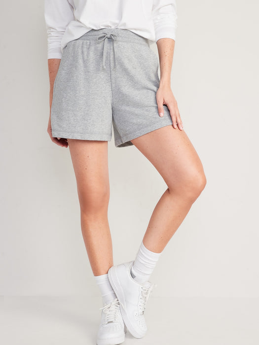 Extra High-Waisted French-Terry Sweat Shorts for Women -- 5-inch inseam - Gray
