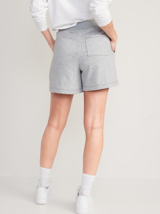 Extra High-Waisted French-Terry Sweat Shorts for Women -- 5-inch inseam - Gray