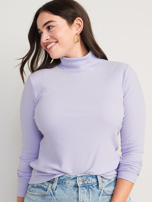 Rib-Knit Turtleneck Top for Women