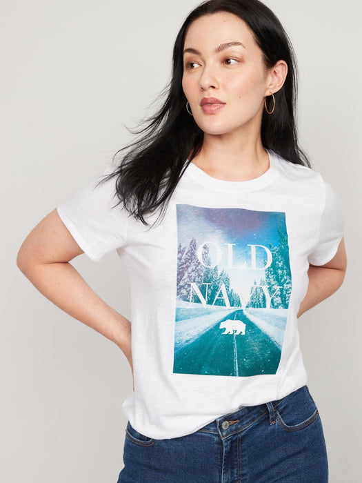 EveryWear Logo Graphic Slub-Knit T-Shirt for Women