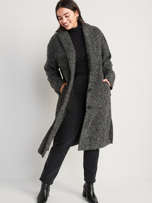 Relaxed Textured Overcoat for Women