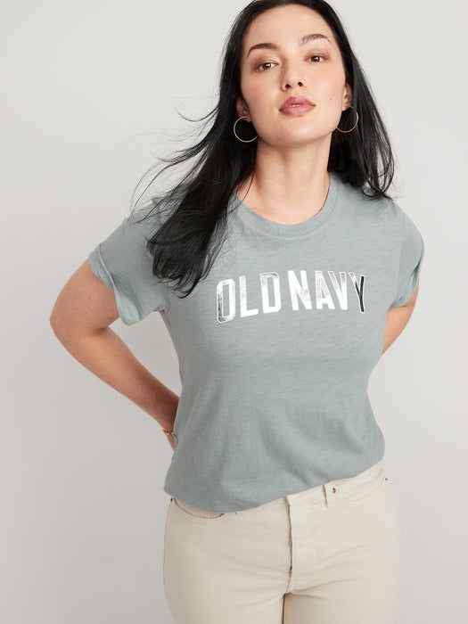 EveryWear Logo Graphic Slub-Knit T-Shirt for Women - Silver