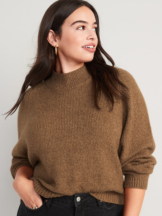 Melange Cozy Mock-Neck Sweater for Women