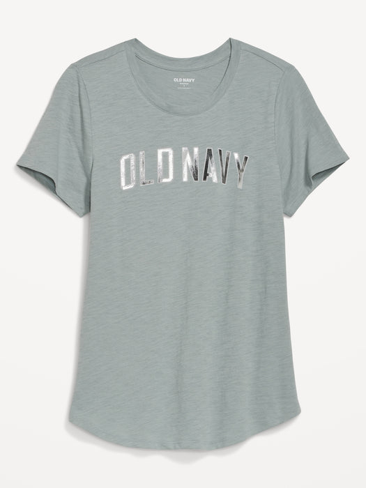 EveryWear Logo Graphic Slub-Knit T-Shirt for Women - Silver