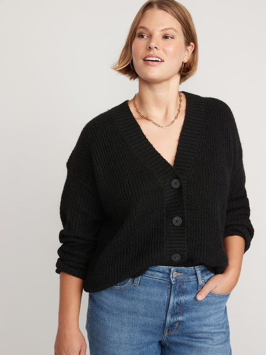 Cozy Shaker-Stitch Cardigan Sweater for Women