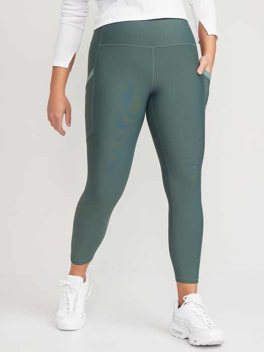 High-Waisted PowerSoft Side-Pocket 7/8-Length Leggings for Women - Green