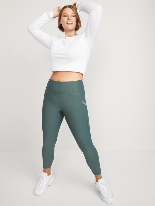 High-Waisted PowerSoft Side-Pocket 7/8-Length Leggings for Women - Green
