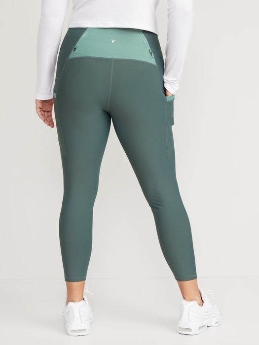 High-Waisted PowerSoft Side-Pocket 7/8-Length Leggings for Women - Green