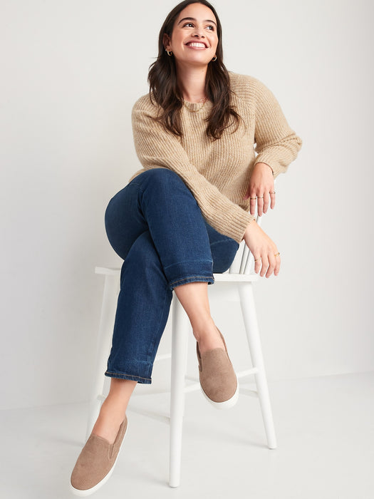 Perforated Faux-Suede Slip-On Sneakers for Women