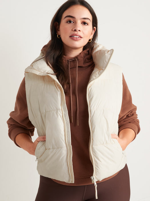 Water-Resistant Quilted Puffer Vest for Women