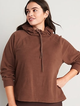 Microfleece Funnel-Neck Pullover Hoodie for Women