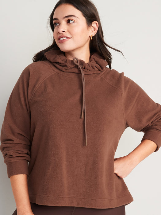 Microfleece Funnel-Neck Pullover Hoodie for Women