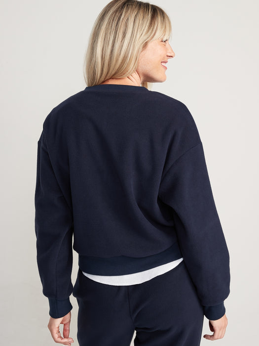 Microfleece Henley Lounge Sweatshirt for Women